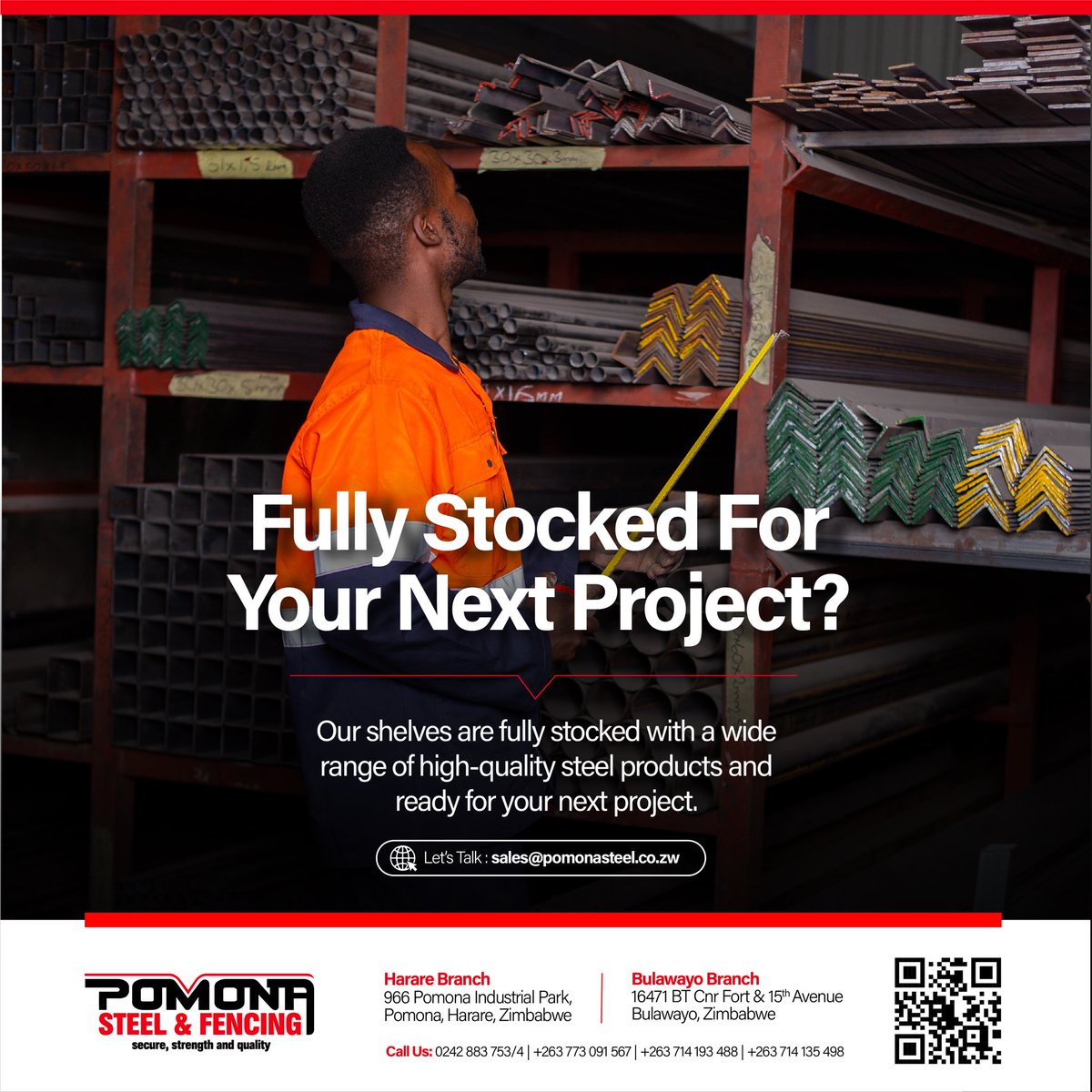 pomonasteel's tweet image. Fully Stocked For Your Next Project?
Our shelves are fully stocked with a wide range of high-quality steel products and ready for your next project.

🌐 pomonasteel.co.zw

#ClearViewFence #PomonaSteel #New #project #Secure #Zimbabwe #fypシ゚viralシ #trending #reelsfb