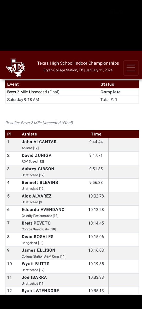 bhxctf's tweet photo. Congrats on a great performance Saturday at Texas A&amp;M competing in the Texas High School Indoor Championships Aubrey! @ZippyGibby https://t.co/tEYZduwKhk