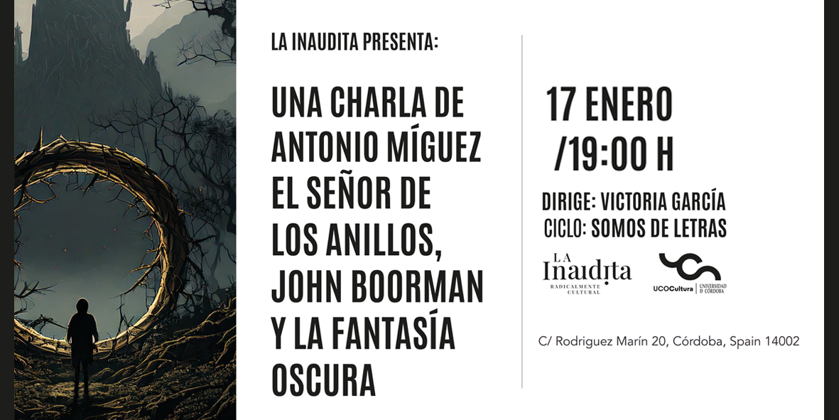 Sesión de SOMOS DE LETRAS de la presente semana.
Viernes 17 de enero (19:00h) con Antonio Míguez.
Entrada libre hasta llenar aforo.
Lugar: La Inaudita (calle Rodríguez Marín, 20).