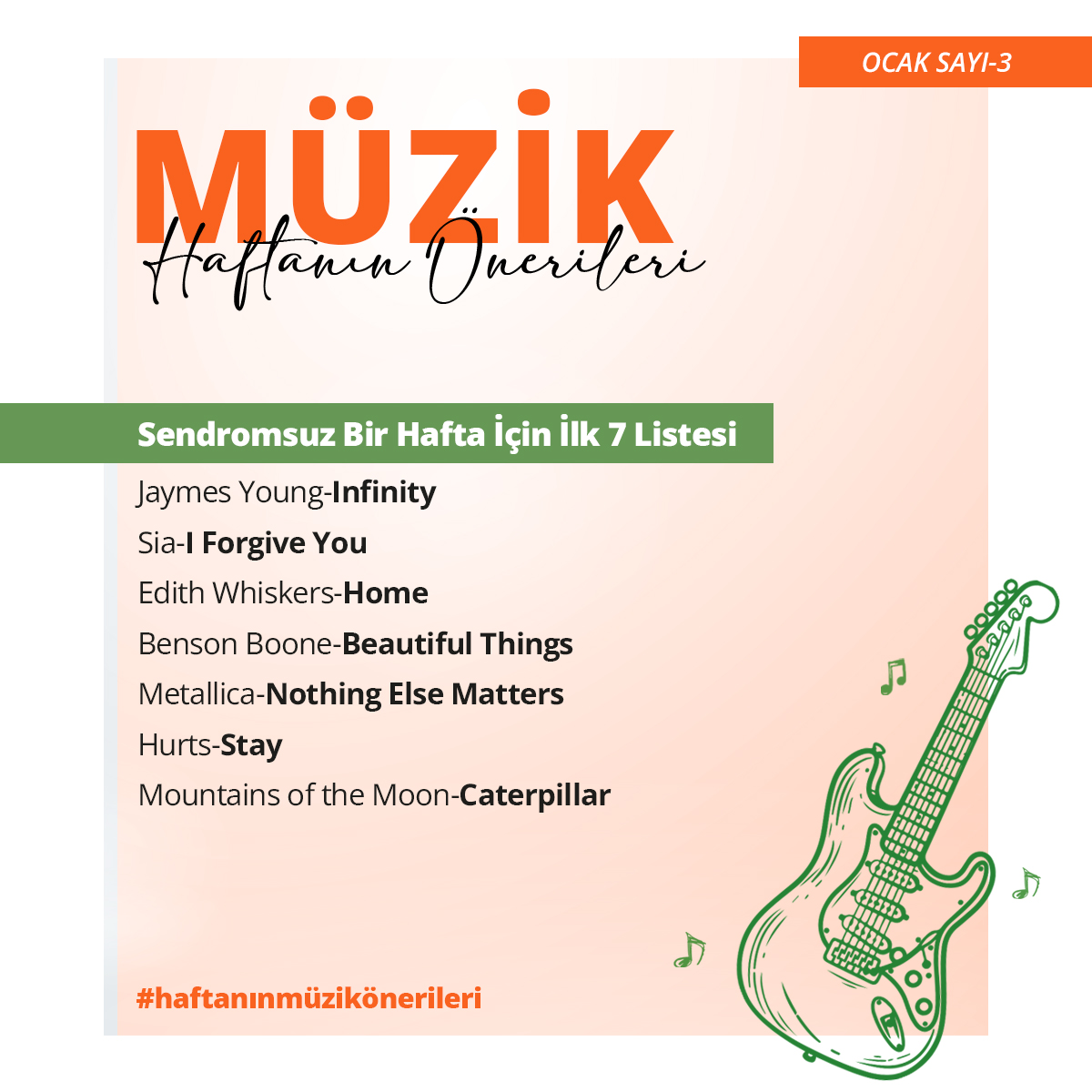Sendromsuz bir hafta için haftanın müzik önerileri listesi.

Haftanın Müzik Önerileri Listesi: open.spotify.com/playlist/0ShcH…

#zeylemsenkal #zeynepeylemsenkal #muzikonerileri #haftaninmuzikonerileri