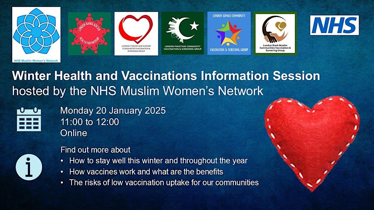 Riyadul Karim Insta: riyadkarim (@riyad_srpharms) on Twitter photo <a href="/NHSMuslimWomen/">NHS Muslim Women</a> with <a href="/NHSEnglandLDN/">NHS London</a> Community Vaccination and Screening Groups (VSGs), will be holding a webinar on Monday 20th January for Muslim women working in health & care services to discuss the winter season & vaccinations
Register: eventbrite.com/e/nhs-muslim-w…
Pls share/fwd <a href="/NHSMuslimWomen/">NHS Muslim Women</a> with <a href="/NHSEnglandLDN/">NHS London</a> Community Vaccination and Screening Groups (VSGs), will be holding a webinar on Monday 20th January for Muslim women working in health & care services to discuss the winter season & vaccinations
Register: eventbrite.com/e/nhs-muslim-w…
Pls share/fwd