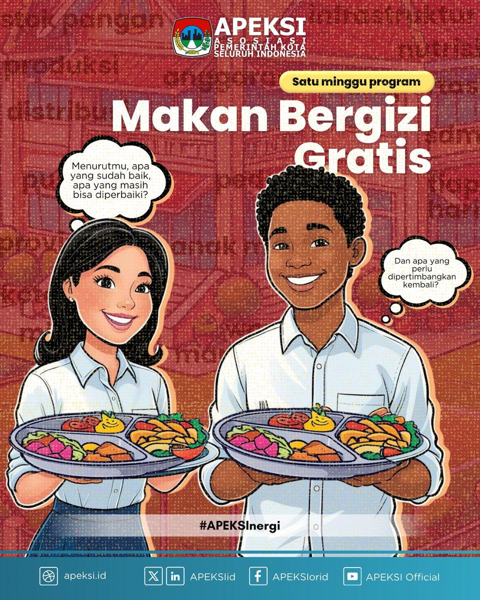 Sudahkah program Makan Bergizi Gratis (MBG) hadir di kotamu?

Bagikan ceritamu dan tulis jawabanmu di kolom komentar, dan ayo berdiskusi! 💬 
Setiap suara penting untuk menciptakan perubahan positif bagi kota kita. 

#APEKSInergi
#MakanBergiziGratis
#ceritakita