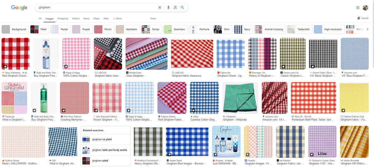 /. Izin menjawab dari sisi teman dekat shania dan juga orang yang mengerti (dikit) tentang design (sumpah dikit banget, correct me if i sok tau dan salah)

yang digunakan oleh shania, mahacinta dan beberapa designer disini itu namanya 'gingham pattern' you can search in google-