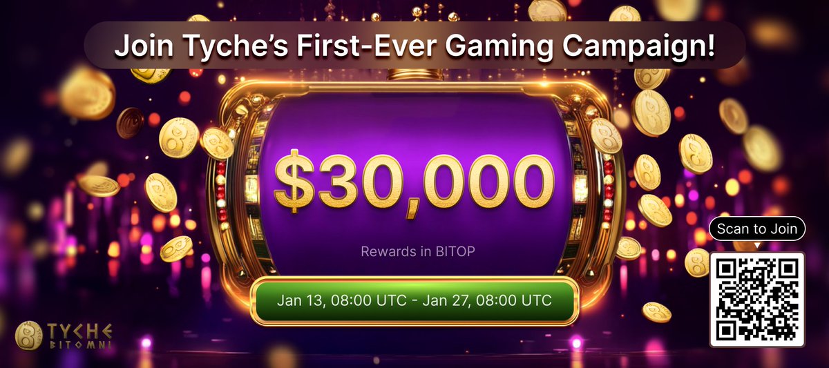 tyche_run's tweet photo. 🚀 Tyche’s First-Ever Gaming Campaign is LIVE!
💰 $30,000 in $BITOP Rewards!
Complete quests, win prize pools, and earn guaranteed $BITOP rewards—even for non-winning tickets!
💡 Event Highlights:
1️⃣ Quest: Purchase your first Tyche ticket and receive 100 $BITOP.
2️⃣ Quest: Transfer ICP to SUI via BitoBridge and earn 100 $BITOP.
3️⃣ Prize Pools: Try your luck to win 500 $BITOP and additional SUI/USDC/ICP prizes.
4️⃣ Game Compensation: Claim 30 $BITOP for each non-winning ticket.
5️⃣ Grand Prize Pool: Weekly rewards for top players based on the total $BITOP claimed from non-winning tickets.
📆 Event Duration: Jan 13, 08:00 UTC – Jan 26, 08:00 UTC
👉 Learn more: https://t.co/BLNr1PVvYe
👉 Join Now: https://t.co/2tk9p6OlE7
🎮 Don’t miss out—join the campaign and claim your rewards today!
#Tyche #BITOP #Web3 #Gaming #SUI #Campaign