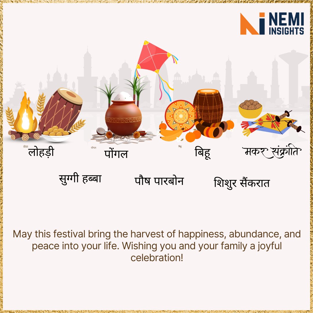 NemiInsights's tweet photo. Let’s come together to celebrate the harvest season, the warmth of the fire, and the joy of new beginnings. 

#Lohri #SugiHabba #Khichdi #PooshSankranti #SaenkraatShishur #Pongal #Uttarayana #MakarSankranti #Nemiinsights https://t.co/atohSncMIm