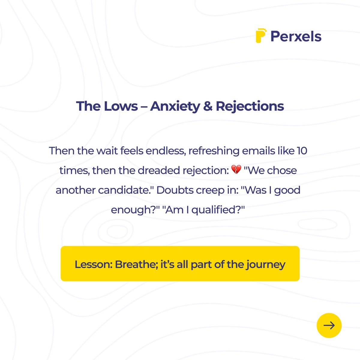 perxels's tweet image. Job hunting in UIUX is a rollercoaster of emotions.

Each 'no' is a step closer to your 'yes.' Stay resilient, keep learning, and remember: every designer's journey is unique.

#UIUXJourney #JobHuntDiaries #DesignLife