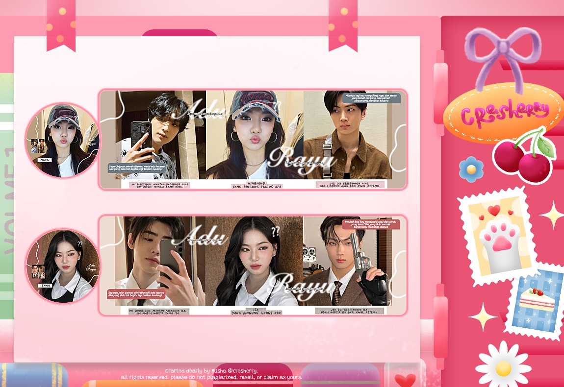 cresherry's tweet image. a retweet will be appreciated 🐈🍀🍒

hai, aku punya 8 ready stock dari katalog baruku 'adu rayu' yang bisa temen-temen take malam ini!

⭐ jam 19.15 wib
🩷 via DM

untuk info lengkap, boleh scroll &amp;amp; cek alt ya. makaci banyaaaaak sebelumnya&amp;gt;__&amp;lt; #zonauang #zonaba