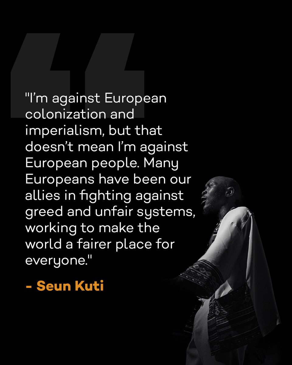 SK_afrikanman's tweet photo. Being against colonization doesn’t mean being against Europeans, many have stood with us in the fight for justice and fairness. ✊🏿
#SeunKuti #Getthesax https://t.co/9Q9JXIUyzE