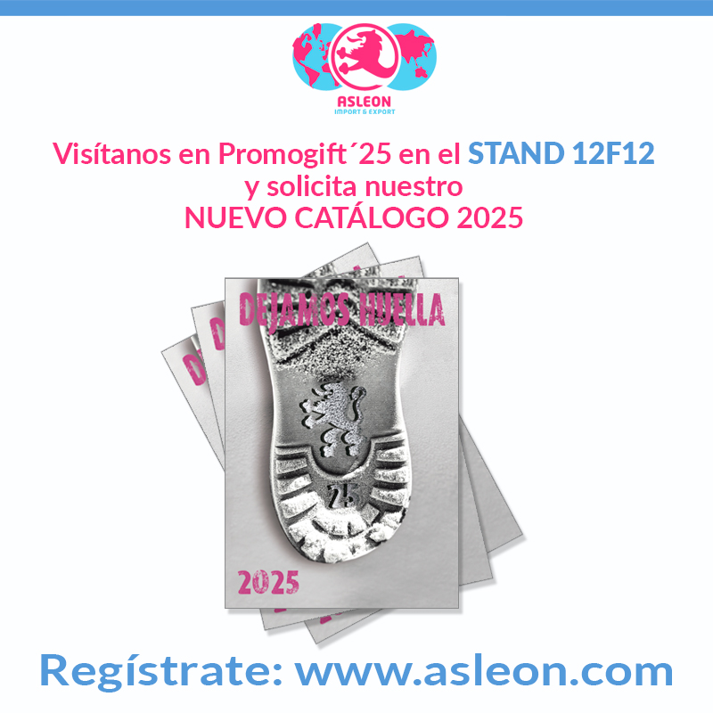 ASLEON_SL's tweet image. Visítenos en Promogift en el Stand 12F12 y recoge el nuevo catálogo DEJAMOS HUELLA 2025 !!!.
