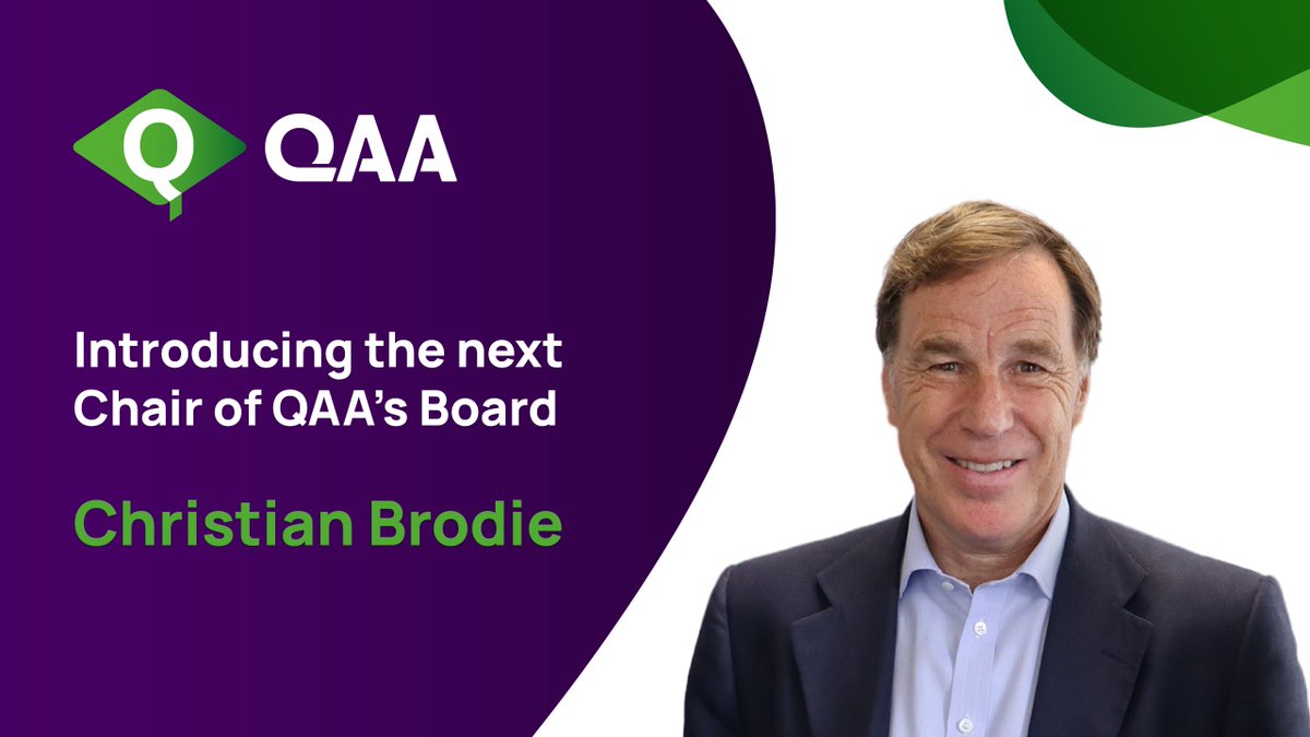 The Quality Assurance Agency for Higher Education is pleased to announce the appointment of Christian Brodie as the next Chair of its Board.

To find out more about Christian, please visit our website: qaa.ac.uk/news-events/ne…