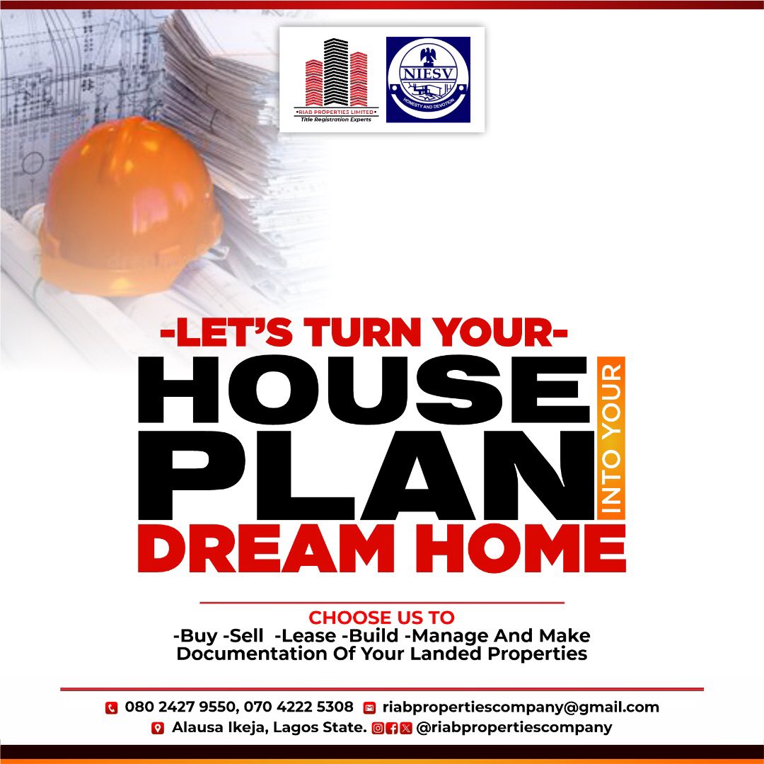 riab_properties's tweet photo. Your dream home is just a step away!  

Let RIAB Properties Limited bring your house plan to life.  

We specialize in:  
✅ Buying  
✅ Selling  
✅ Leasing  
✅ Building  
✅ Property Management  
✅ Documentation  
#realestate https://t.co/wnj2dmu4Od