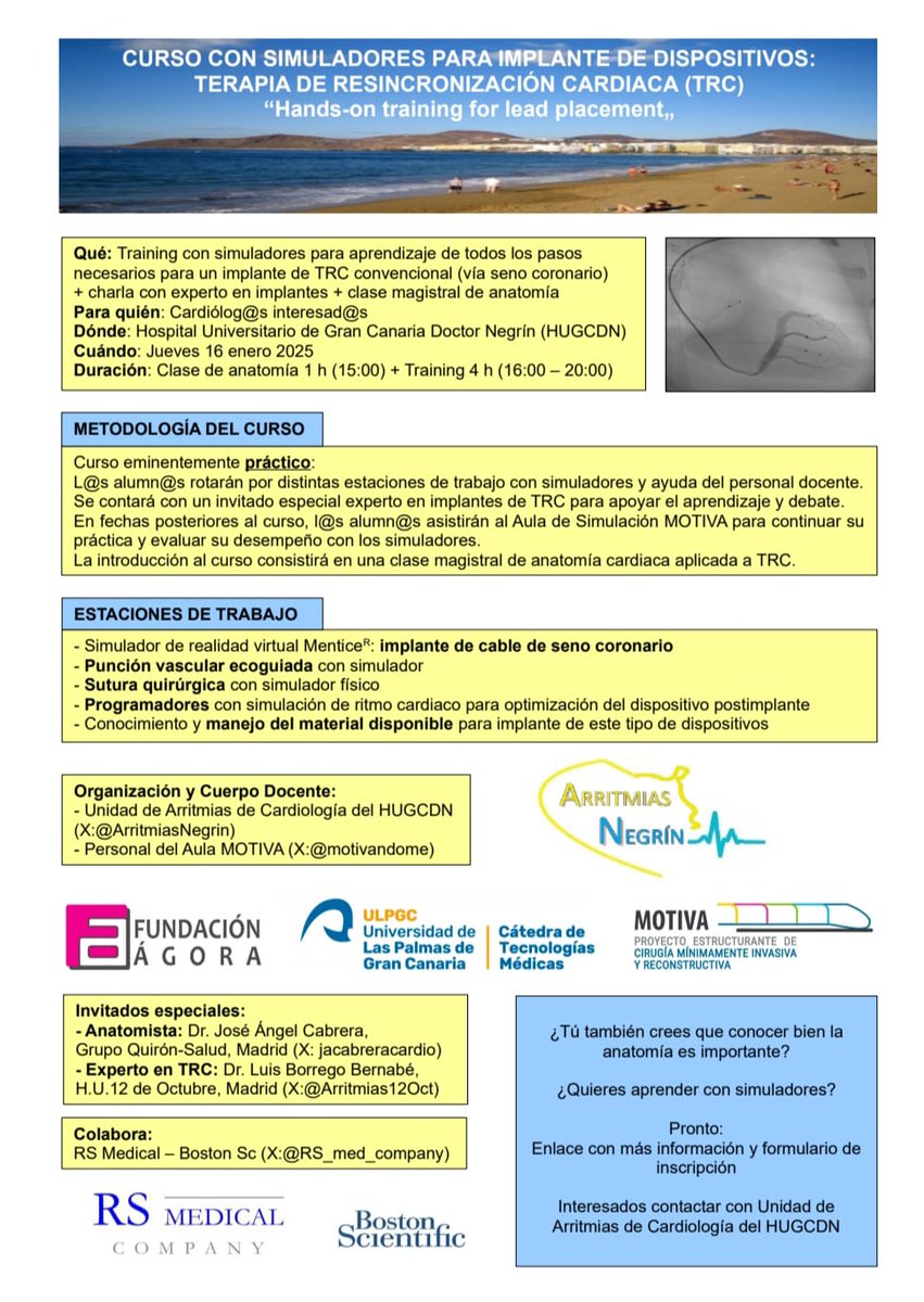 Arritmias Hospital Dr. Negrín ⚡ (@arritmiasnegrin) on Twitter photo 🤔No vienes a nuestro curso? Sin problema!
😎CONÉCTATE EN DIRECTO ONLINE JUEVES 16 ENE a las 15:00🕒canaria🇮🇨
CLASES:
- Anatomía🫀por Dr. José Ángel Cabrera <a href="/jacabreracardio/">Dr. José Ángel Cabrera</a>
- Tips and tricks en TRC por Dr. Luis Borrego <a href="/Arritmias12Oct/">Unidad de Arritmias Hospital 12 de Octubre</a>
👉🏼ENLACE WEB 🌎
us06web.zoom.us/webinar/regist… 🤔No vienes a nuestro curso? Sin problema!
😎CONÉCTATE EN DIRECTO ONLINE JUEVES 16 ENE a las 15:00🕒canaria🇮🇨
CLASES:
- Anatomía🫀por Dr. José Ángel Cabrera <a href="/jacabreracardio/">Dr. José Ángel Cabrera</a>
- Tips and tricks en TRC por Dr. Luis Borrego <a href="/Arritmias12Oct/">Unidad de Arritmias Hospital 12 de Octubre</a>
👉🏼ENLACE WEB 🌎
us06web.zoom.us/webinar/regist…