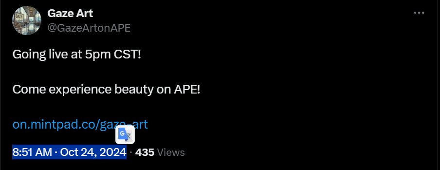 Minted 11 Glaze Art , launched 3 days after Apechain launch