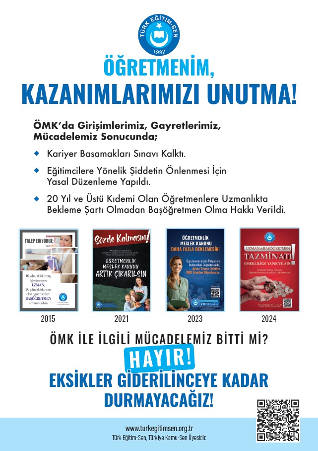 Öğretmenim, kazanımlarımızı UNUTMA!