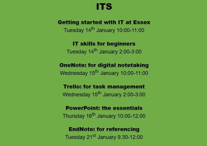 Start the new year off well and get ahead with your studies! Skills for Success have loads of workshops coming up to support your academic success: from critical thinking and making effective reading notes, to stats or PowerPoint - something for everyone! buff.ly/3Agdeha