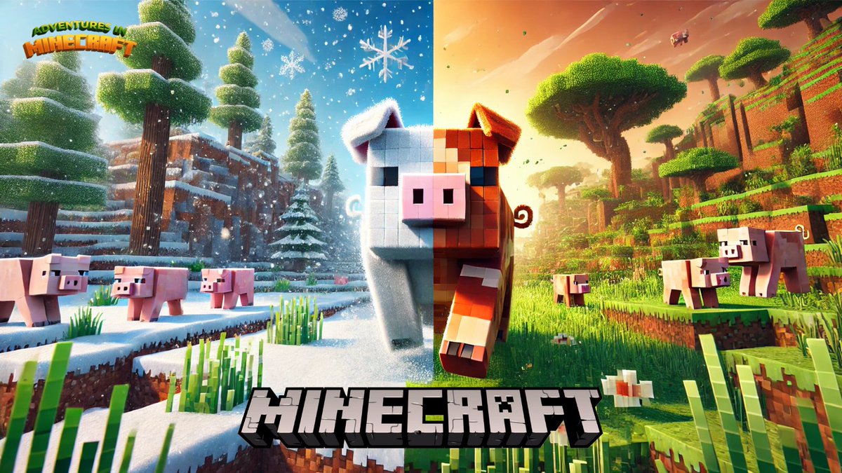 advinminecraft's tweet photo. ๐ท New Minecraft Pigs! ๐
โ๏ธ Cold Pig: Fluffy coats in Taiga & Snowy Taiga.
โ๏ธ Warm Pig: Rust-brown pigs in Savannas & Jungles.
Discover these adorable biome-specific buddies in 2025โs first update! ๐พ
#Minecraft #NewUpdate #MinecraftPigs https://t.co/3roR8mX0KQ