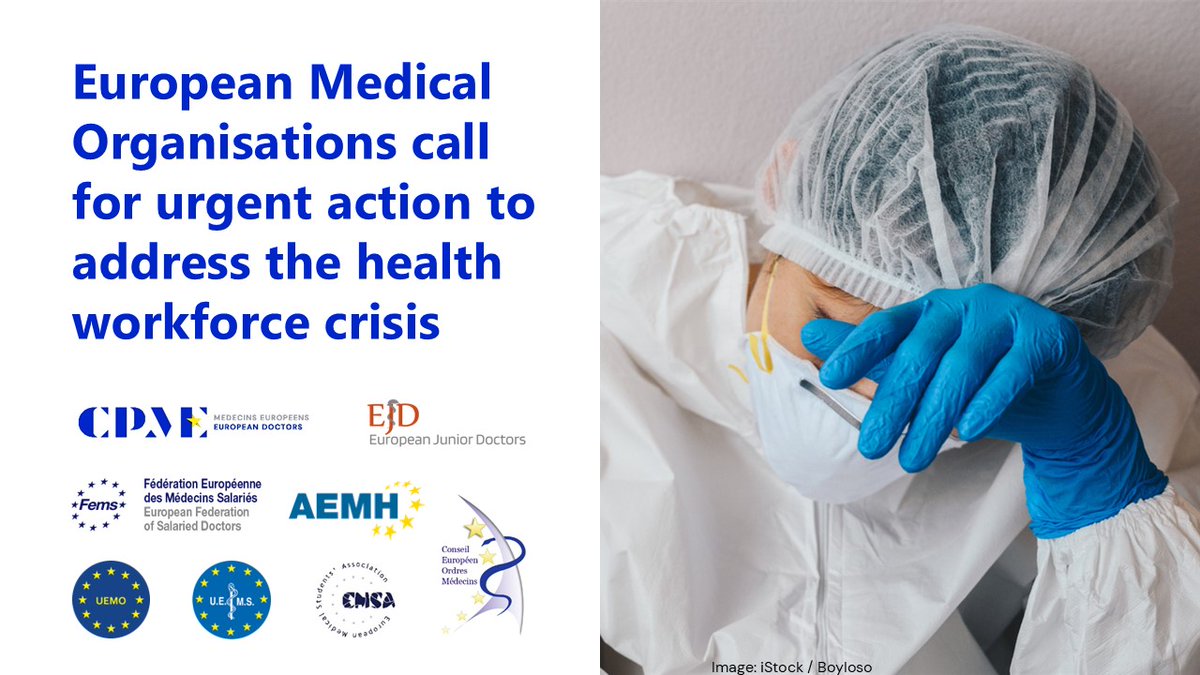 🚨 European Doctors and 7 other medical organisations unite to tackle the #HealthWorkforce crisis!

We call for:
☑️Adequate staffing &amp; workload management
☑️Better working conditions to support well-being
☑️Investment in education &amp; training

📢 Read more: cpme.eu/news/european-…