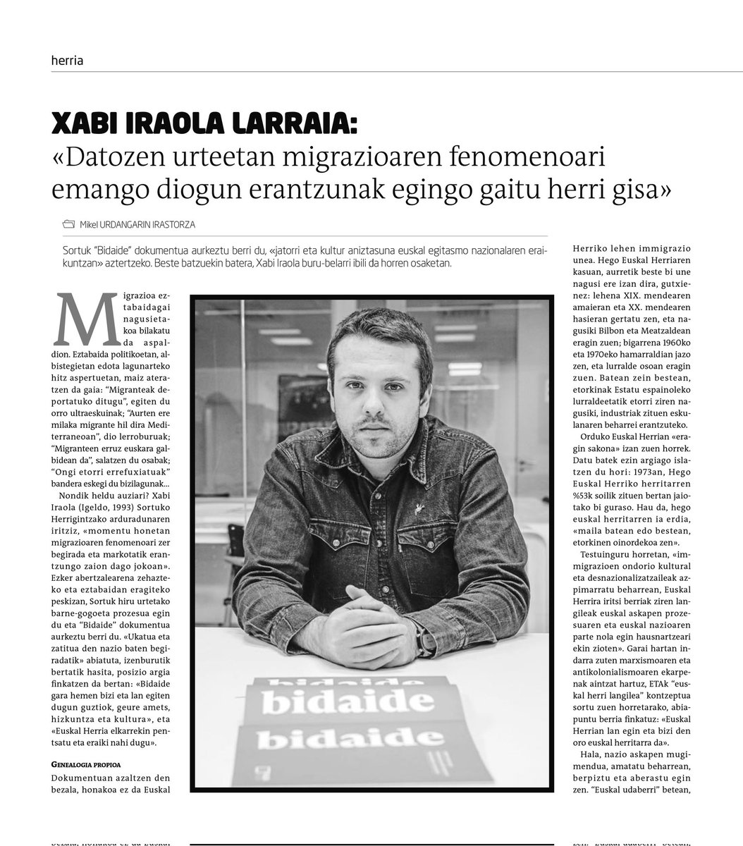 IraolaXabier's tweet image. Datozen urteetan migrazioaren fenomenoari emango diogun erantzunak egingo gaitu herri gisa.

🔗Jatorri eta kultur aniztasunaz, eta ondu dugun 'Bidaide' gogoeta estrategikoaz, @Gaur_8|n: naiz.eus/eu/hemeroteca/…