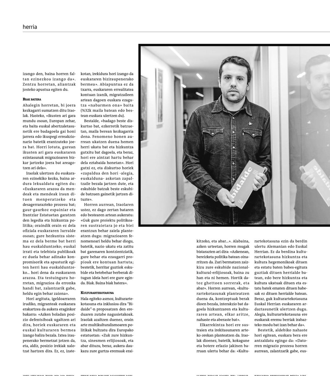 IraolaXabier's tweet image. Datozen urteetan migrazioaren fenomenoari emango diogun erantzunak egingo gaitu herri gisa.

🔗Jatorri eta kultur aniztasunaz, eta ondu dugun 'Bidaide' gogoeta estrategikoaz, @Gaur_8|n: naiz.eus/eu/hemeroteca/…