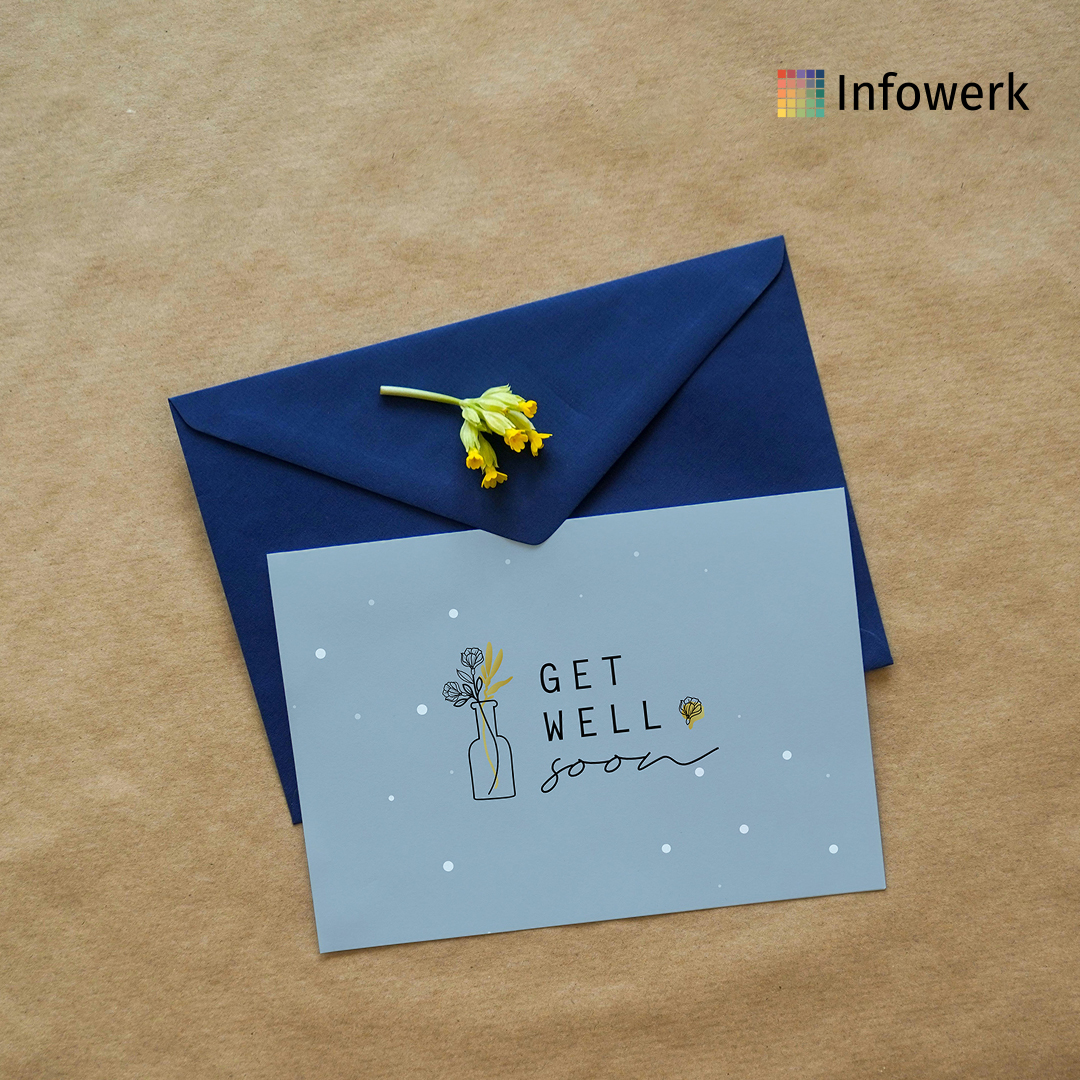 Infowerk_de's tweet photo. 🍀🩺 Gute Besserung aus der Ferne! Gestalte persönliche #Genesungskarten bei #Infowerk und schicke deine Botschaft direkt an deine Liebsten. 💌 Wähle aus tollen Designs oder erstelle deine eigene Karte. Jetzt loslegen – Link 👉https://t.co/oW6UN0FxRp https://t.co/N6HdEK2YtS