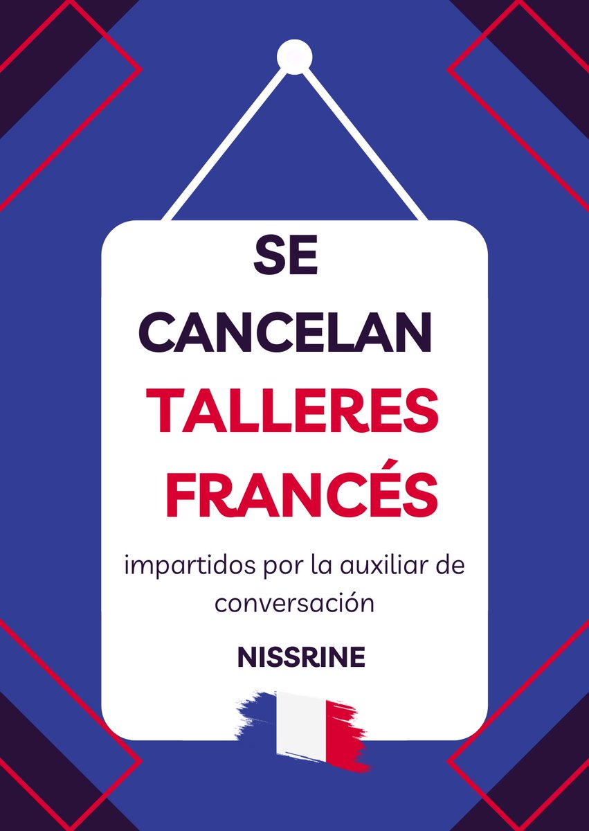 Lamentamos comunicar que los talleres con nuestra auxiliar de conversación, Nissrine, se cancelan.

Agradecemos vuestra comprensión y lamentamos cualquier inconveniente que esto pueda causar.

Se mantienen los talleres de fonética francesa y el taller "À bâtons rompus".