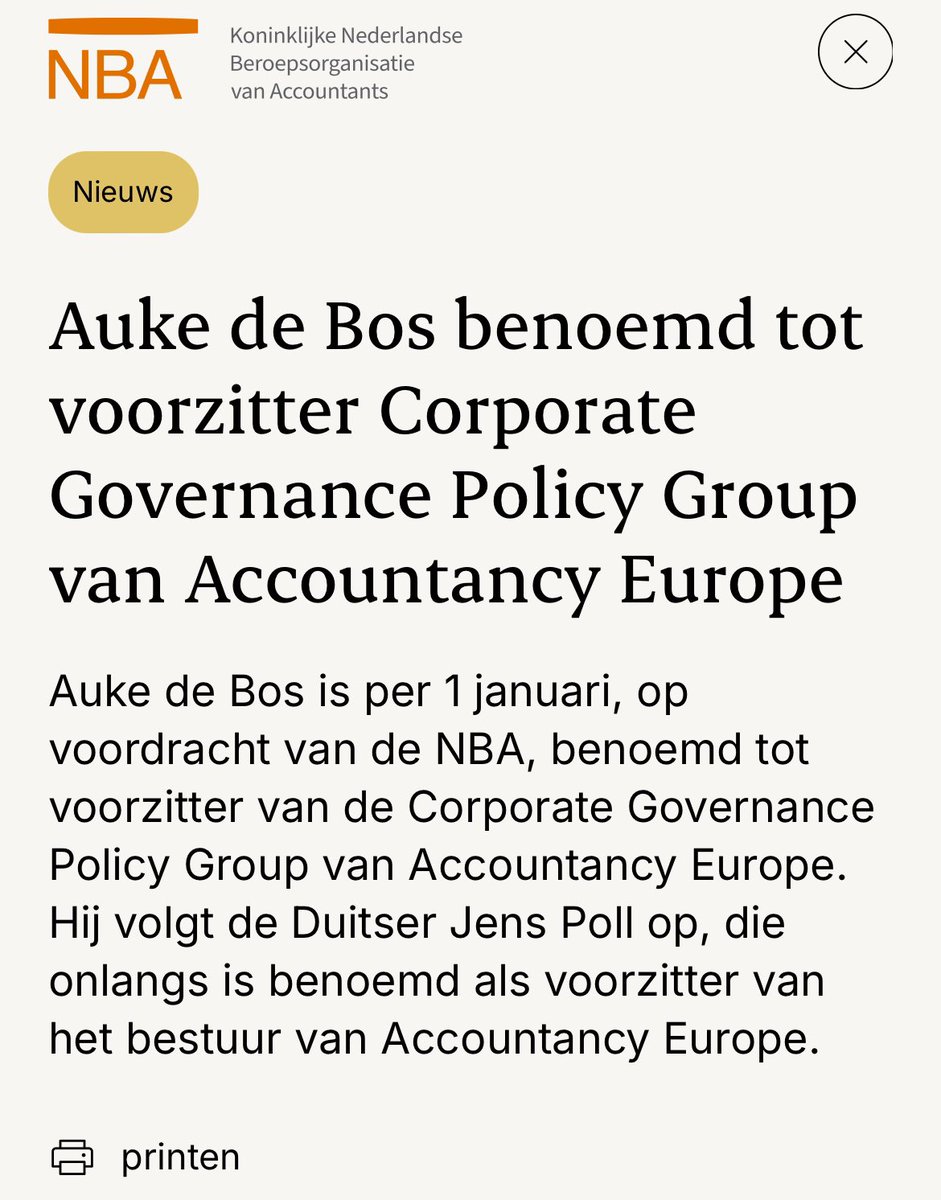Wftproof's tweet photo. De netwerkcorruptie gaat maar door. 

Auke de Bos van EY is benoemd door de @nbacc tot voorzitter van de Corporate Governance Policy Group van Accountancy Europe. 

De Bos was de accountant die in 2018 tijdens de hoorzitting over de schikking van het @Het_OM met de ING niet wist wat de onderliggende posten waren van de enorme balanscorrecties van ING in de jaarrekening 2016 (EUR 186 miljard over 2014 en EUR 163 miljard over 2015): “Je moet mij niet vragen wat de onderliggende posten zijn.” Zie video: 👇

In 2016 wijzigden de niet-transparante bewaarstichtingen van APG beleggingsfondsen de statuten (die in 2010 waren aangepast) zodat ABP niet langer bevoegd was (2010-2016)  om de bestuurders van deze stichtingen te benoemen (en “controle” had). Dit was nodig om EUR 200 miljard onderpandfraude te verhullen in deze stichtingen. De @VVD verzorgde de motie dat de AIFM later werd ingevoerd, zodat de leverage die via deze beleggingsfondsen werd verstopt niet gereguleerd was. 

@PieterOmtzigt stelde in 2018 maar liefst 2x Kamervragen over deze majeure balanscorrecties, 
 maar deze omvangrijke onderpandoperatie en fraude werden verzwegen. 

Ondertussen sta ik nog steeds voor de kat z’n viool met mijn toga aan, omdat @rbankamsterdam @RechtspraakNL (u weet wel, van Naves die nu voor onafhankelijke rechtspraak pleit 🤡) eveneens in 2018 gemanipuleerde prejudiciële rechtsvragen aan de Hoge Raad heeft gesteld en rechters sindsdien belangrijke feiten en omstandigheden met betrekking tot liquiditeitsrisico onderpand buiten beschouwing laten in procedures. De rechters schenden stelselmatig (onder meer) artikel 47 Handvest van de grondrechten van de Europese Unie.

Ik heb echt spijt dat ik in 2006/2007 ben overgestapt naar de advocatuur om advocaat te worden. Ik had een mooie carrière en dacht er goed aan te doen om de fraude die ik in 2014 bij ING ontdekte bij @AutoriteitFM te melden. De AFM deed echter niets met deze meldingen en publiceerde zelfs een rapport dat in strijd was met de we en feiten dat door banken tegen hun klanten werd gebruikt in procedures. Ook de @Advocatenorde kijkt weg en is niet meer teruggekomen op mijn meldingen met betrekking tot mijn (on)veiligheid. De advocatuur is voor mij echt één grote desillusie.

Nu ik echter advocaat ben zal ik niet rusten totdat de onderste steen boven is. 

https://t.co/PDbm5WkLtc
