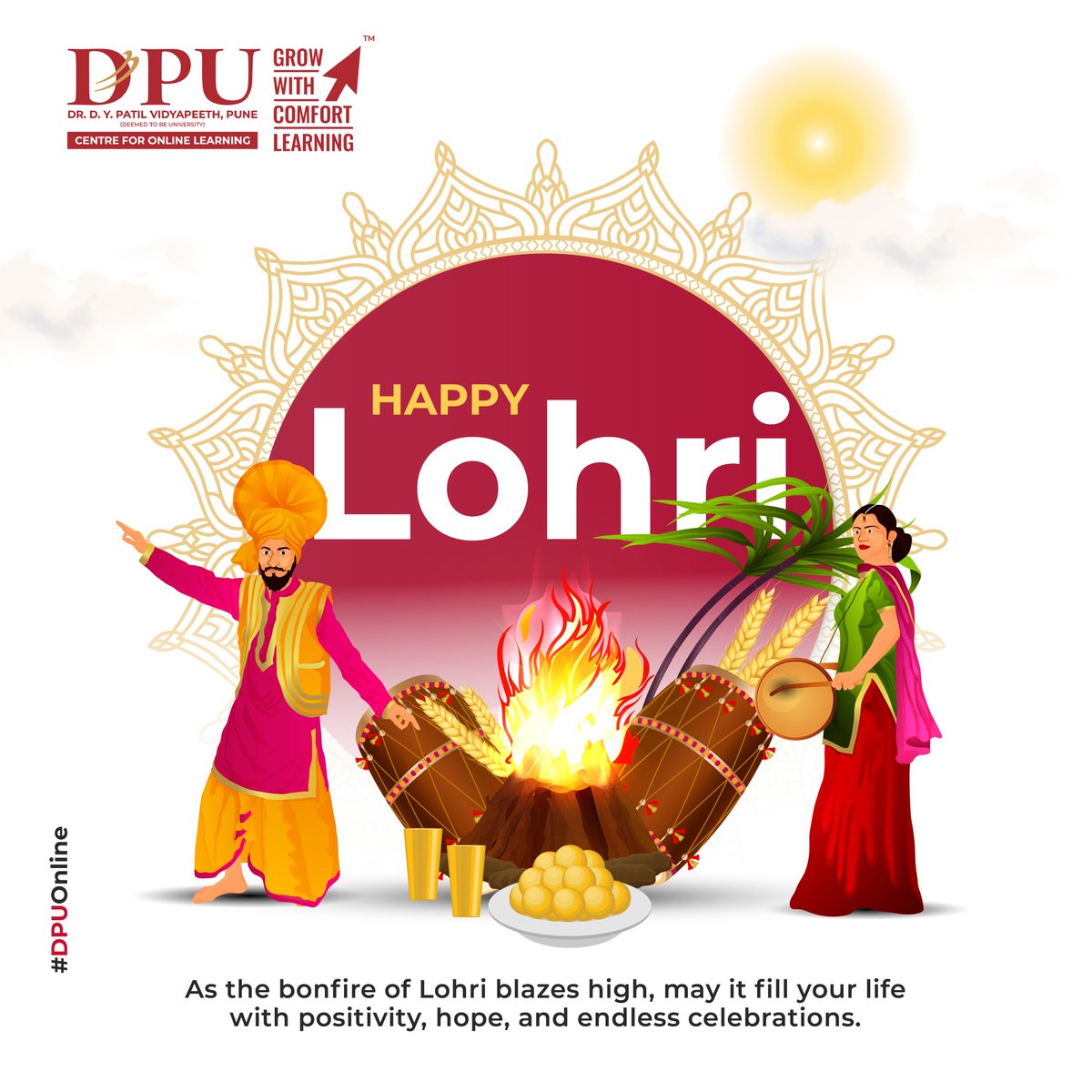 dpu_col's tweet image. Let the vibrant beats of dhol, the glow of the bonfire, and the sweetness of jaggery fill your life with joy and prosperity. 🌾🔥🎶

#HappyLohri #HarvestOfHappiness #BonfireVibes #FestiveCheers #DPUOnline