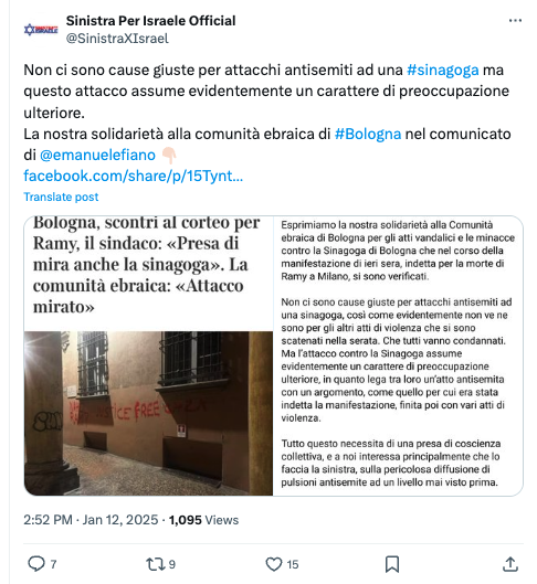 stebaraz's tweet photo. Ovviamente @SinistraXIsrael (ossia @LiaQuartapelle, @pierofassino, @emanuelefiano, @nomfup etc..) contribuisce a diffondere l'oscena bugia dell' "attacco antisemita alla Sinagoga di Bologna".

Oscene, violentissime bugie che mettono a rischio la democrazia.

Vergognosi. https://t.co/TLTsJ4KRr6