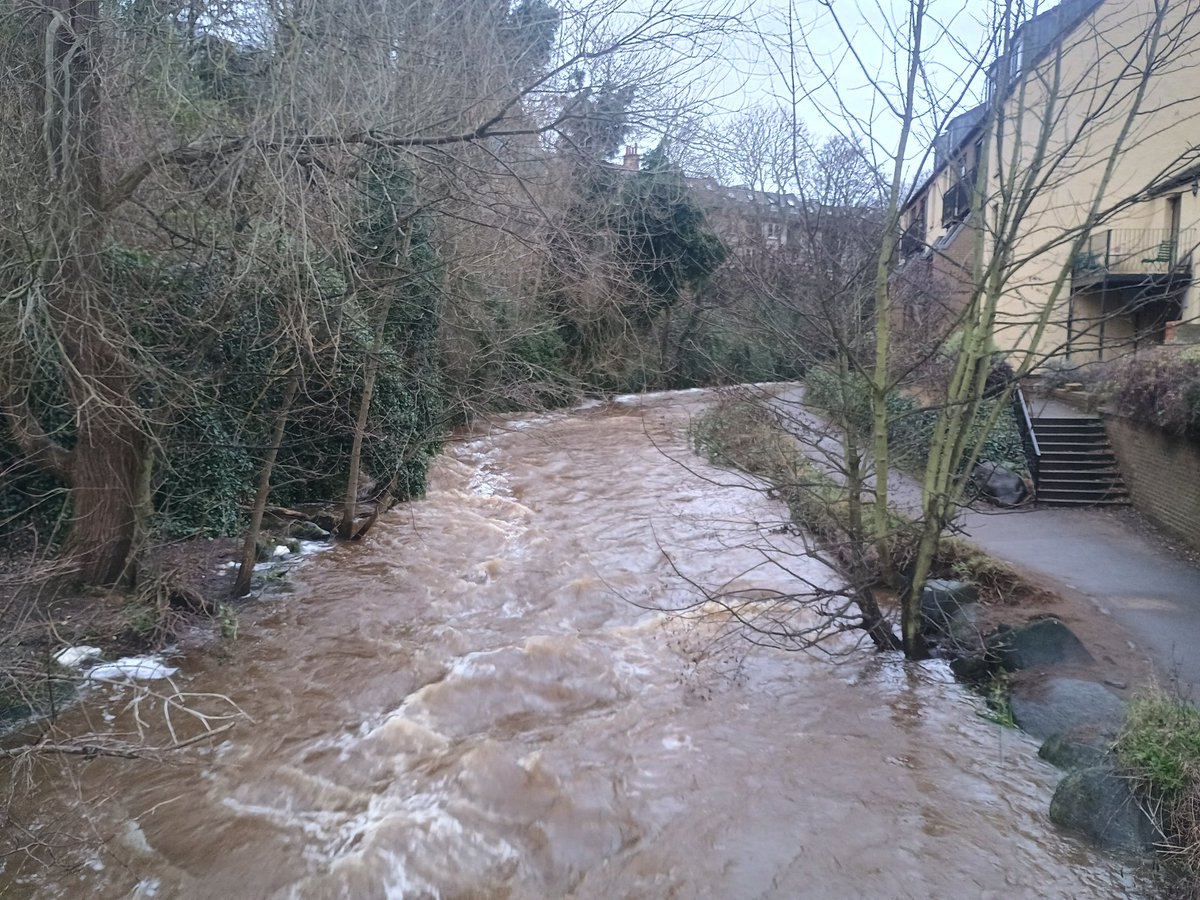 High river levels currently, Dean Village path submerged