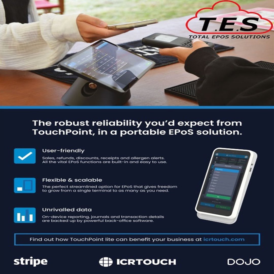 Total EPoS Solutions (@t_e_s_belfast) on Twitter photo ICRTouch TouchPoint lite
Get it touch to find out more
☎️ 02890461166
📧 sales@total-epos.com
🛜 totalepossolutions.com
🏠 228 Woodstock Road
Belfast
BT6 9DL
#totalepossolutions #epos #pos #icrtouch #touchpointlite #hospitality #software #dojo #stripe #integration ICRTouch TouchPoint lite
Get it touch to find out more
☎️ 02890461166
📧 sales@total-epos.com
🛜 totalepossolutions.com
🏠 228 Woodstock Road
Belfast
BT6 9DL
#totalepossolutions #epos #pos #icrtouch #touchpointlite #hospitality #software #dojo #stripe #integration