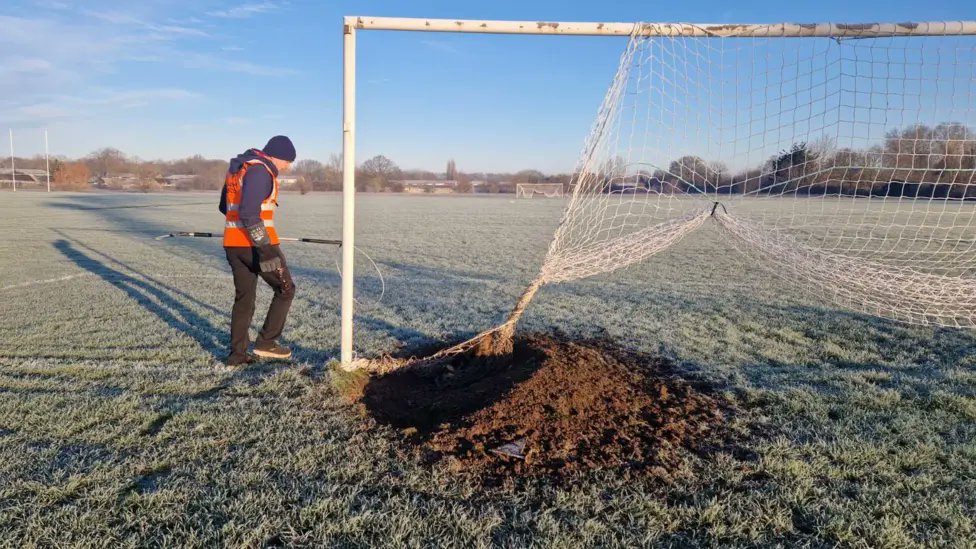 Badger injured after being tangled in a goal net

The badger sustained injuries in his attempt to escape the netting

A badger was rescued after he got stuck in a football goal net on a school field.

facebook.com/10006486924533…