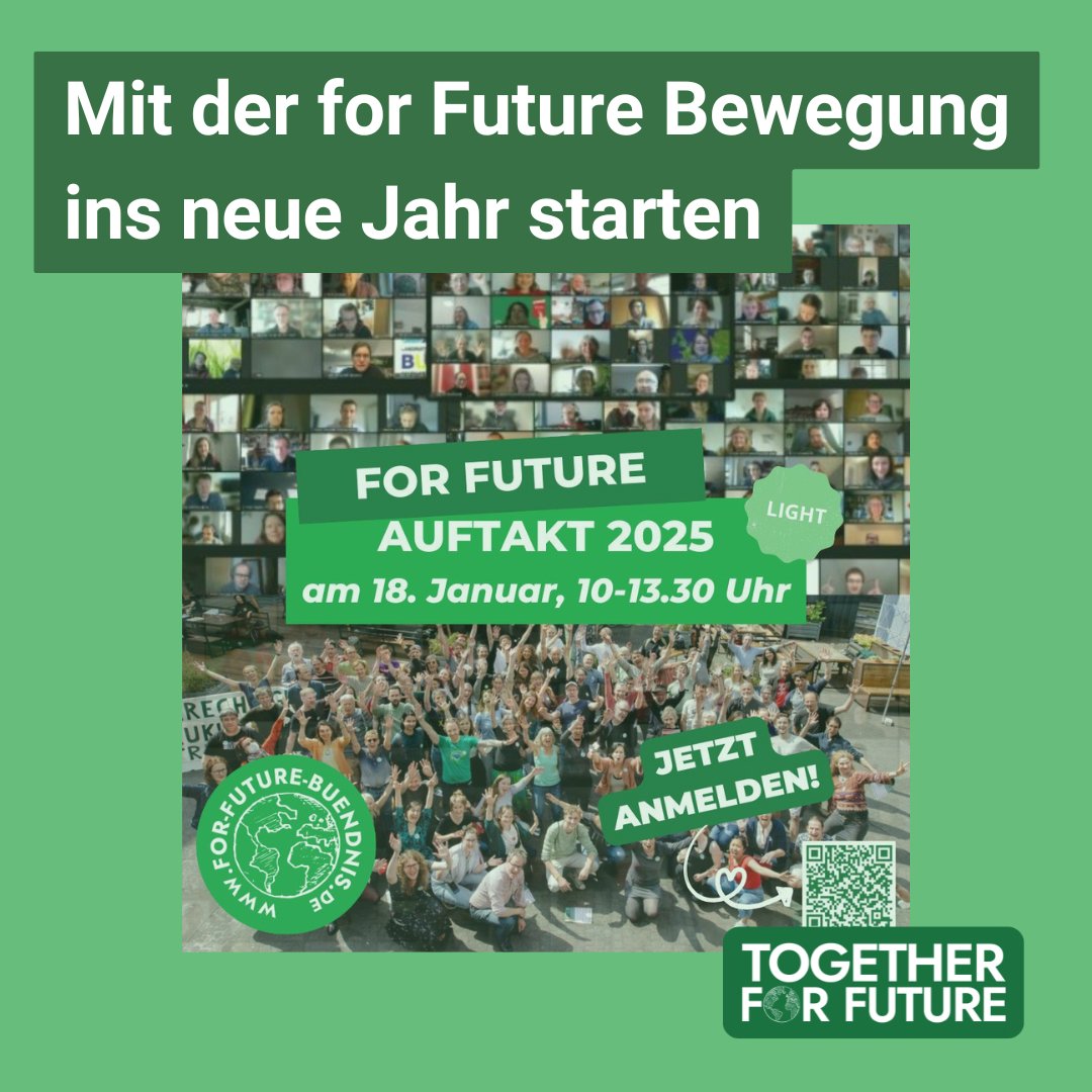 tff_germany's tweet image. Die for Future Bewegung startet gemeinsam ins neue Jahr und bereitet sich auf die wegweisende Bundestagswahl 2025 vor! 🗳️✨18. Januar 2025, 10:00 - 13:30 Uhr, online auf Zoom, mit @beyond_ideology und tollen #ForFuture-Projekten. Sei dabei 👉for-future-buendnis.de/for-future-jah…