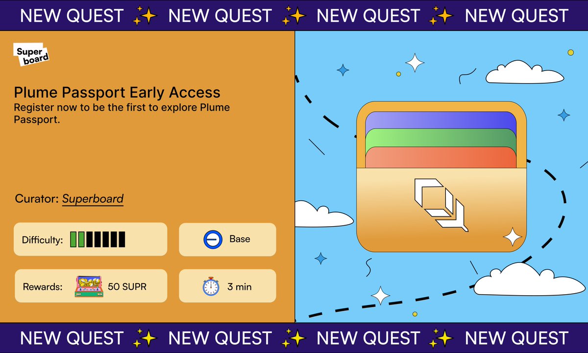 Superboard (@superboard_) on Twitter photo Ready to level up your assets?
Complete the form now to get early access to <a href="/plumenetwork/">Plume - RWAfi Chain</a> Passport—your smart wallet for secure, seamless management!
Be first, be rewarded—Plume Passport is almost here!
🛫 superboard.xyz/quests/plume-p… Ready to level up your assets?
Complete the form now to get early access to <a href="/plumenetwork/">Plume - RWAfi Chain</a> Passport—your smart wallet for secure, seamless management!
Be first, be rewarded—Plume Passport is almost here!
🛫 superboard.xyz/quests/plume-p…