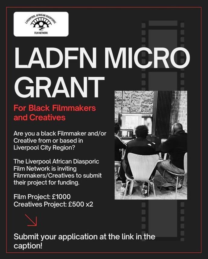 ladfnetwork's tweet image. Calling all Black Filmmakers and Creatives in Liverpool! 🎬 Apply for the LADFN Micro Grant to support your projects and initiatives. Don't miss this opportunity for funding and growth in the creative industry. Learn more and apply here: docs.google.com/forms/d/1EK8zy…  #CreativeSupport