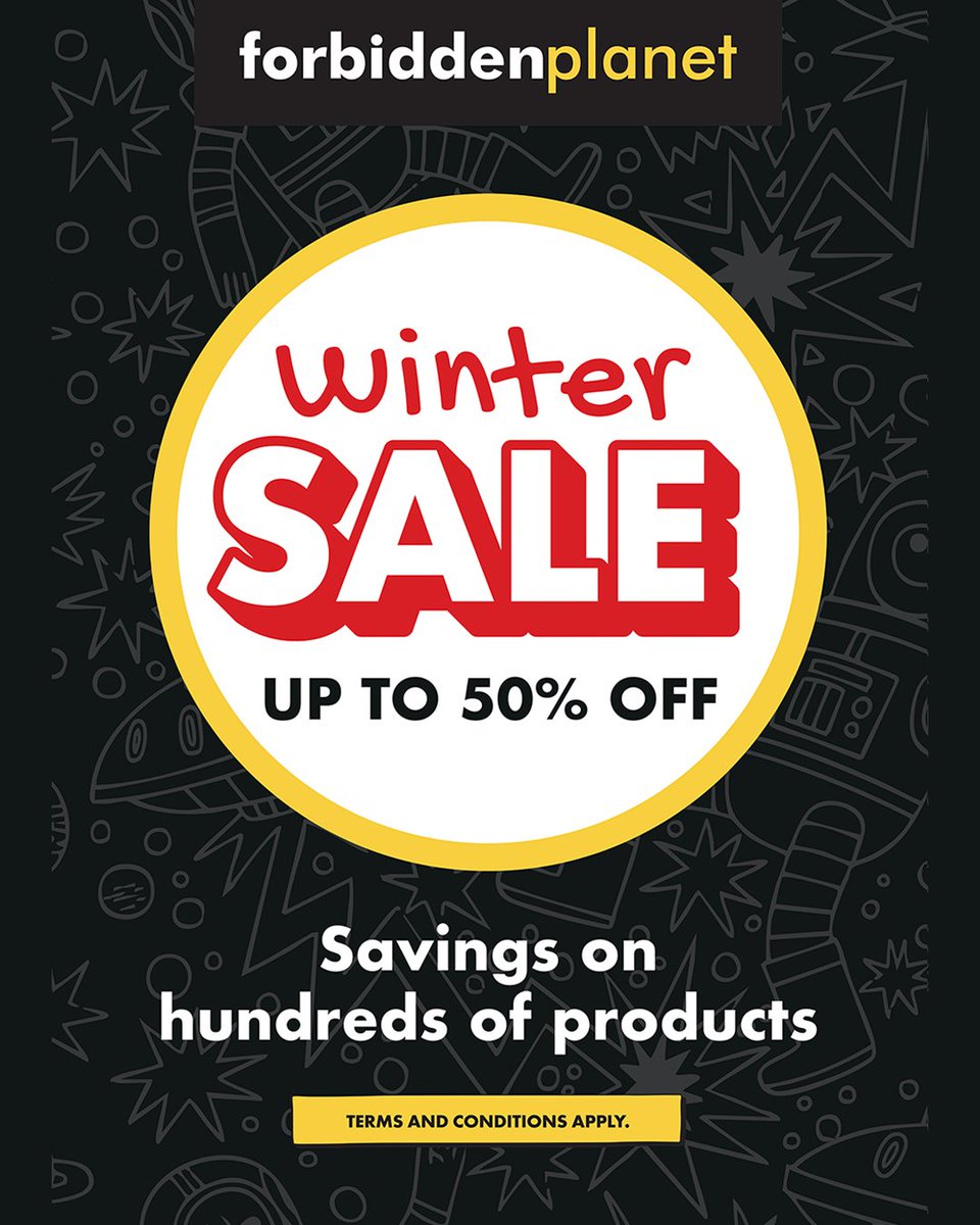 Up to 50% off on collectibles, comics, toys, games, and fandom merch. Hurry, these deals won't stick around long. Visit Forbidden Planet or Worlds Apart for a treasure hunt of your favourite items! 👾 Happy Hunting! #WinterSale #NewYearDeals