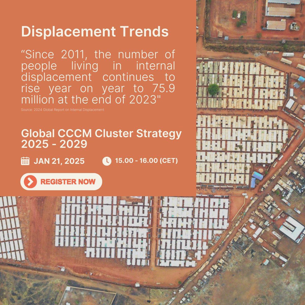 CCCM Cluster (@cccmcluster) on Twitter photo “Since 2011, the number of people living in internal displacement continues to rise year on year to 75.9 million at the end of 2023".
📢 Join the launch of the Global CCCM Strategy 2025-2029 to learn more
🔗 Register here: events.teams.microsoft.com/event/053bb061…
<a href="/Refugees/">UNHCR, the UN Refugee Agency</a> <a href="/UNmigration/">IOM - UN Migration 🇺🇳</a> “Since 2011, the number of people living in internal displacement continues to rise year on year to 75.9 million at the end of 2023".
📢 Join the launch of the Global CCCM Strategy 2025-2029 to learn more
🔗 Register here: events.teams.microsoft.com/event/053bb061…
<a href="/Refugees/">UNHCR, the UN Refugee Agency</a> <a href="/UNmigration/">IOM - UN Migration 🇺🇳</a>