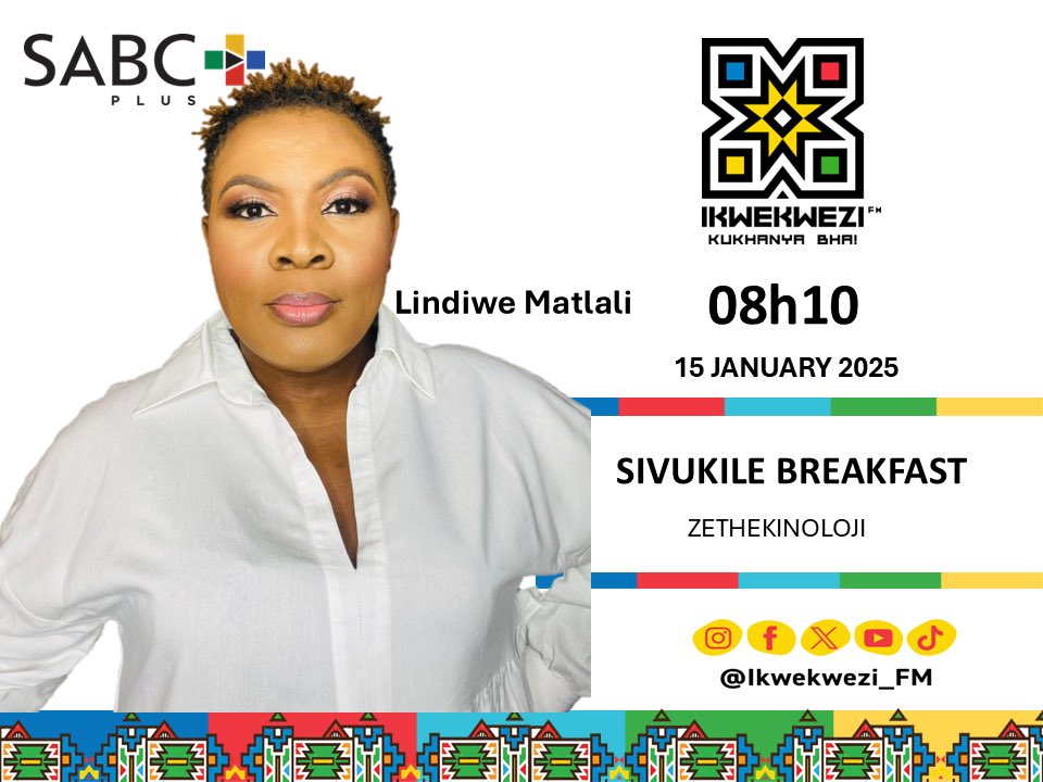Excited to connect with the BBM team tomorrow for my first #Zethekinoloji slot of 2025! Tune in for insights on tech trends shaping our lives. Let’s make this year one for innovation and growth! Don’t miss out—tune in live and follow <a href="/Ikwekwezi_FM/">Ikwekwezi FM</a>
#IkwekweziFM #SivukileBreakfast