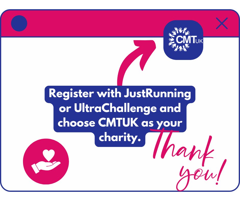 Are you planning to run or walk this year?  
💝 Turn your energy into something meaningful📝 Register with JustRunning or UltraChallenge and choose CMTUK as your charity. 
👉JustRunning: justrunning.com
👉UltraChallenge: ultrachallenge.com/how-to-join/

Thank You!💝
