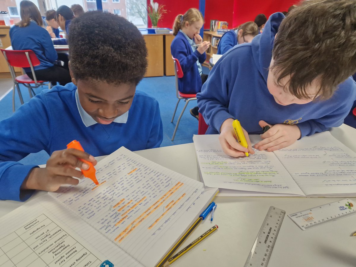marys_rc's tweet photo. Blwyddyn 6 are being critical friends in Literacy today by peer assessing each other's balanced arguments and highlighting the evidence @bcalit #capablelearners https://t.co/ZiSYYg1WE2