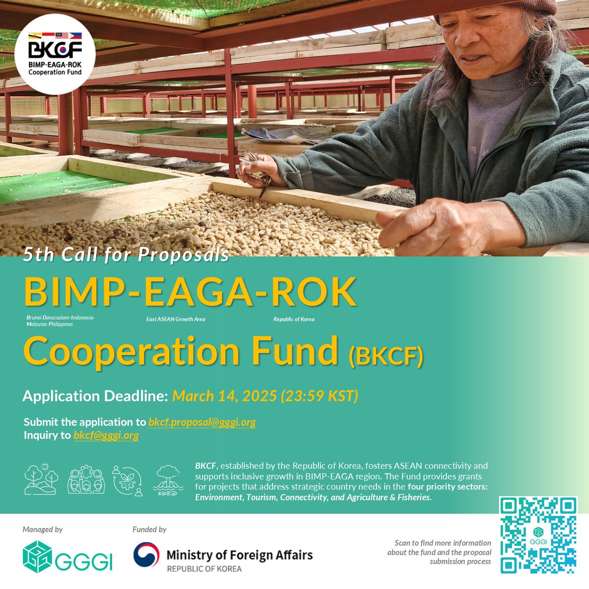 gggi_hq's tweet photo. 📢#CallforProposals: We're thrilled to announce the kickoff of the 5th Call for #BKCF (Brunei Darussalam-Indonesia-Malaysia-Philippines East ASEAN Growth Area-Republic of Korea Cooperation Fund)!
👉Click to find more: https://t.co/svFOjgxZbi https://t.co/AlVRT06YqU