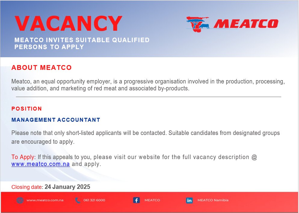 We are Hiring!
#meatco4nam #2025recruit #managementaccountant
