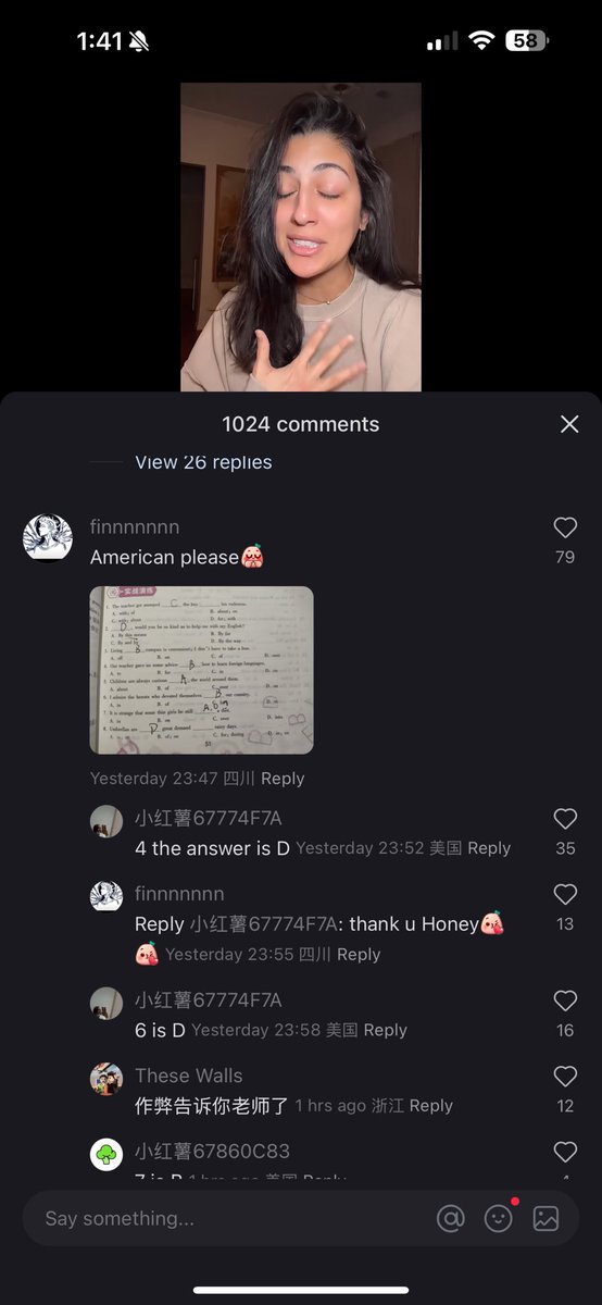 notopheliagrace's tweet photo. the fact people can post pictures with comments on rednote and people are asking for help with their english hw is so funnyyy https://t.co/6IE7FjSjSO