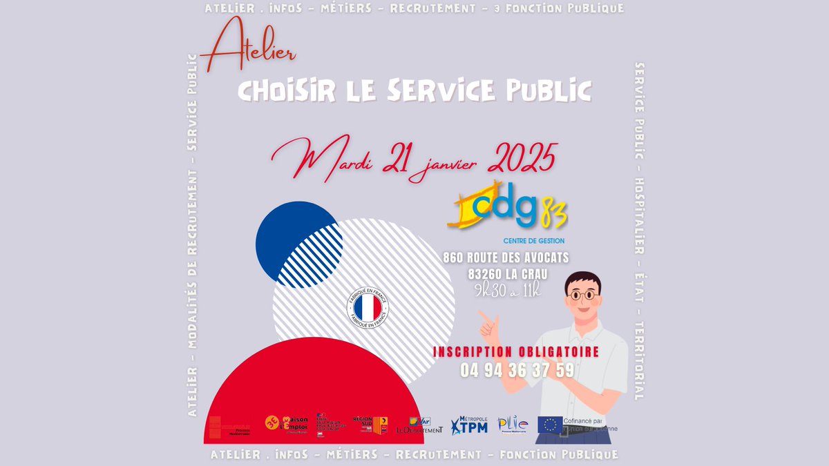 Maison de l'Emploi (@mde_pm) on Twitter photo Découvrez les opportunités de la Fonction Publique ! 🌟
Le CDG83 et la <a href="/MDE_PM/">Maison de l'Emploi</a> vous informent sur les #recrutements dans les fonctions publiques : Territoriale, État, Hospitalière. Pour + d’infos ou pour vous inscrire : 📞 0494363759
#FonctionPublique #Recrutement #Opportunités Découvrez les opportunités de la Fonction Publique ! 🌟
Le CDG83 et la <a href="/MDE_PM/">Maison de l'Emploi</a> vous informent sur les #recrutements dans les fonctions publiques : Territoriale, État, Hospitalière. Pour + d’infos ou pour vous inscrire : 📞 0494363759
#FonctionPublique #Recrutement #Opportunités