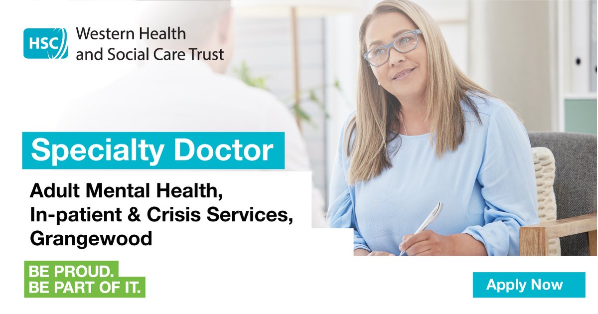 talentdoghq's tweet photo. The @WesternHSCTrust are seeking a Specialty Doctor in Adult 
Mental Health, In-patient &amp; Crisis Services, to be based in South West Acute Hospital, Enniskillen on a permanent, full-time basis.

Apply online today: https://t.co/hIdFGvOQ9Q https://t.co/lX4Pqv0hPa