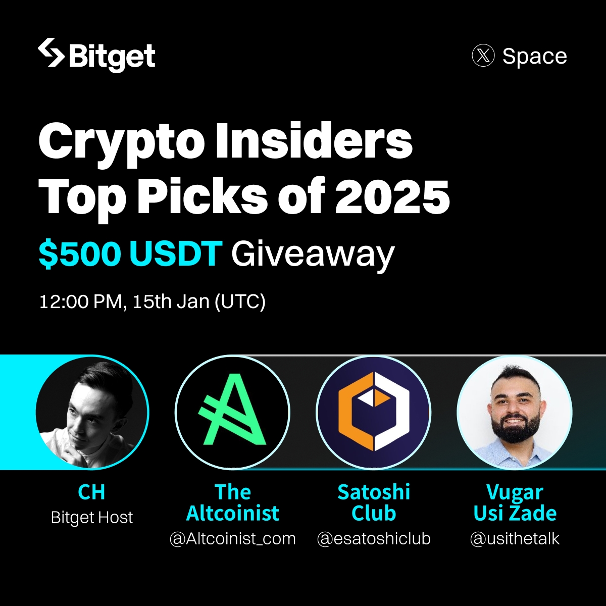 Curious about the top #crypto picks for 2025? Join our X Space with  @Altcoinist_com, @esatoshiclub, @usithetalk & @ch_egan to get the insider  scoop! 💰 500 USDT Giveaway (10 winners) - Follow @bitgetglobal +