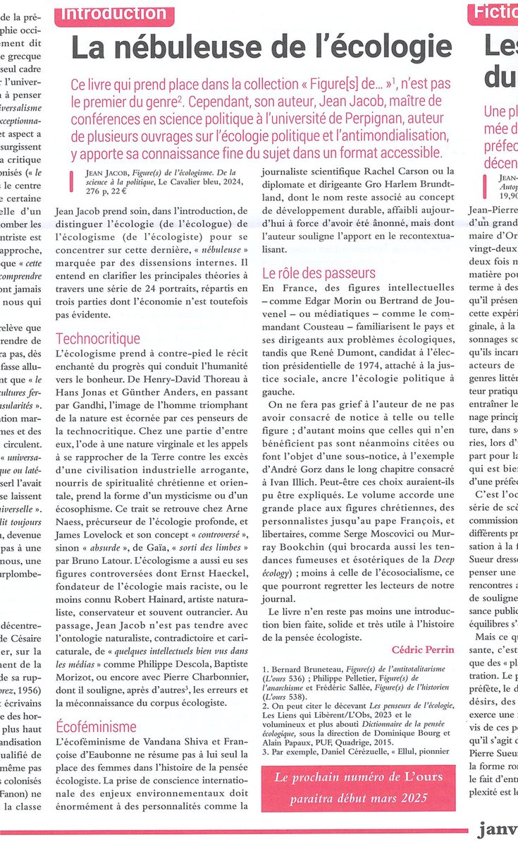 Le Cavalier Bleu (@ed_cavalierbleu) on Twitter photo Recension du livre de Jean Jacob, "Figures de l'écologisme", dans le nouveau numéro de <a href="/lours_org/">OURS Office universitaire de recherche socialiste</a> (n°539) Recension du livre de Jean Jacob, "Figures de l'écologisme", dans le nouveau numéro de <a href="/lours_org/">OURS Office universitaire de recherche socialiste</a> (n°539)