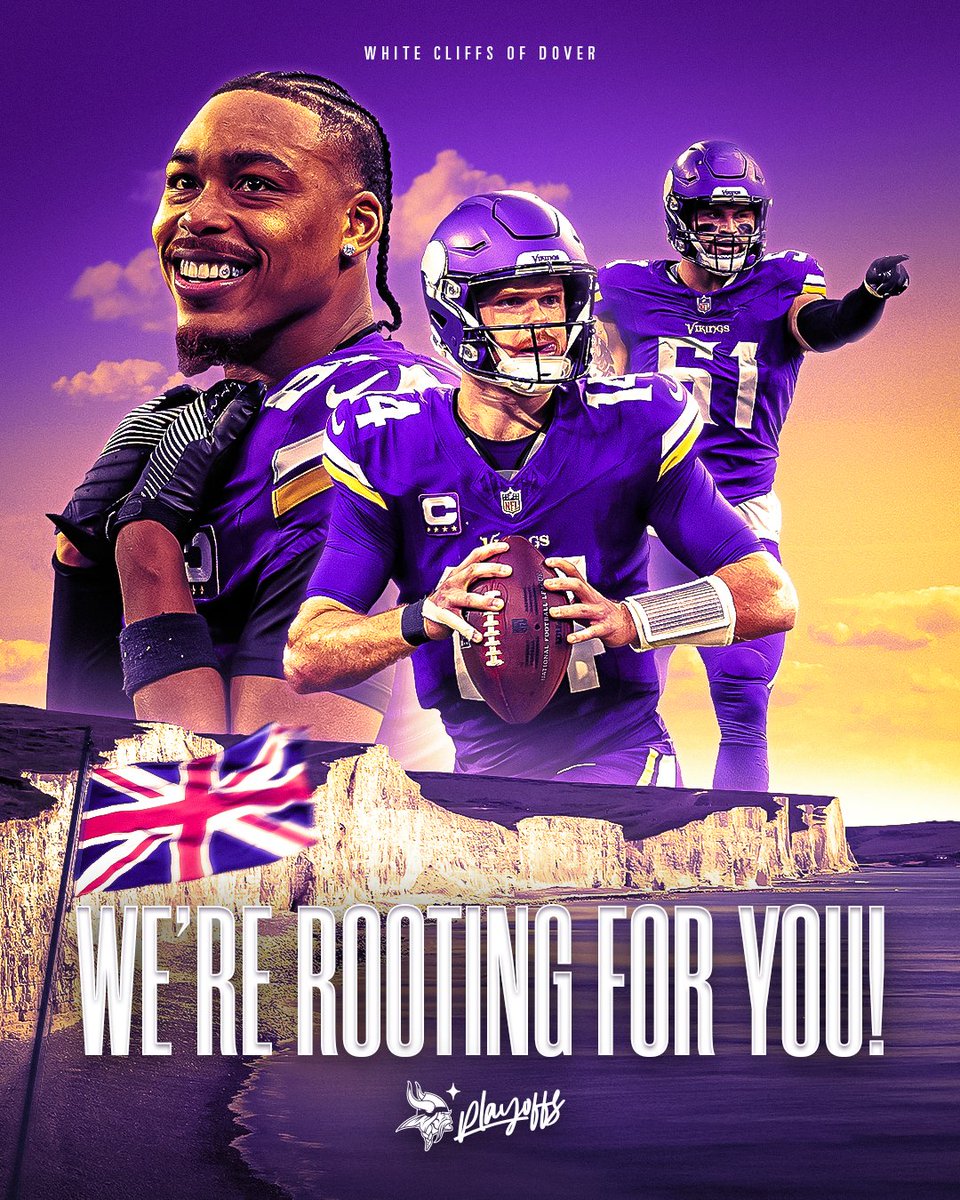 UKVikings's tweet photo. 🇬🇧 From all of the UK Vikes, good luck to the @Vikings in the NFC Wild Card game! #Skol 

#LateNightVikes watch live tonight at 1:00 (GMT) on @SkySportsNFL and @NFLonDAZN. https://t.co/bimYIvyMg0