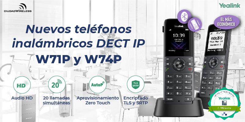 📦​💨​ Descubre los nuevos teléfonos inalámbricos DECT IP de <a href="/YealinkNews/">Yealink Official</a> W71P, el más económico de la gama, y W74P, con vibración y Bluetooth 5.1. integrado✨

​📎​  buff.ly/3BULo17

📲​ info@ciudadwireless.com

#Yealink #DECT #VoIP #telefonía