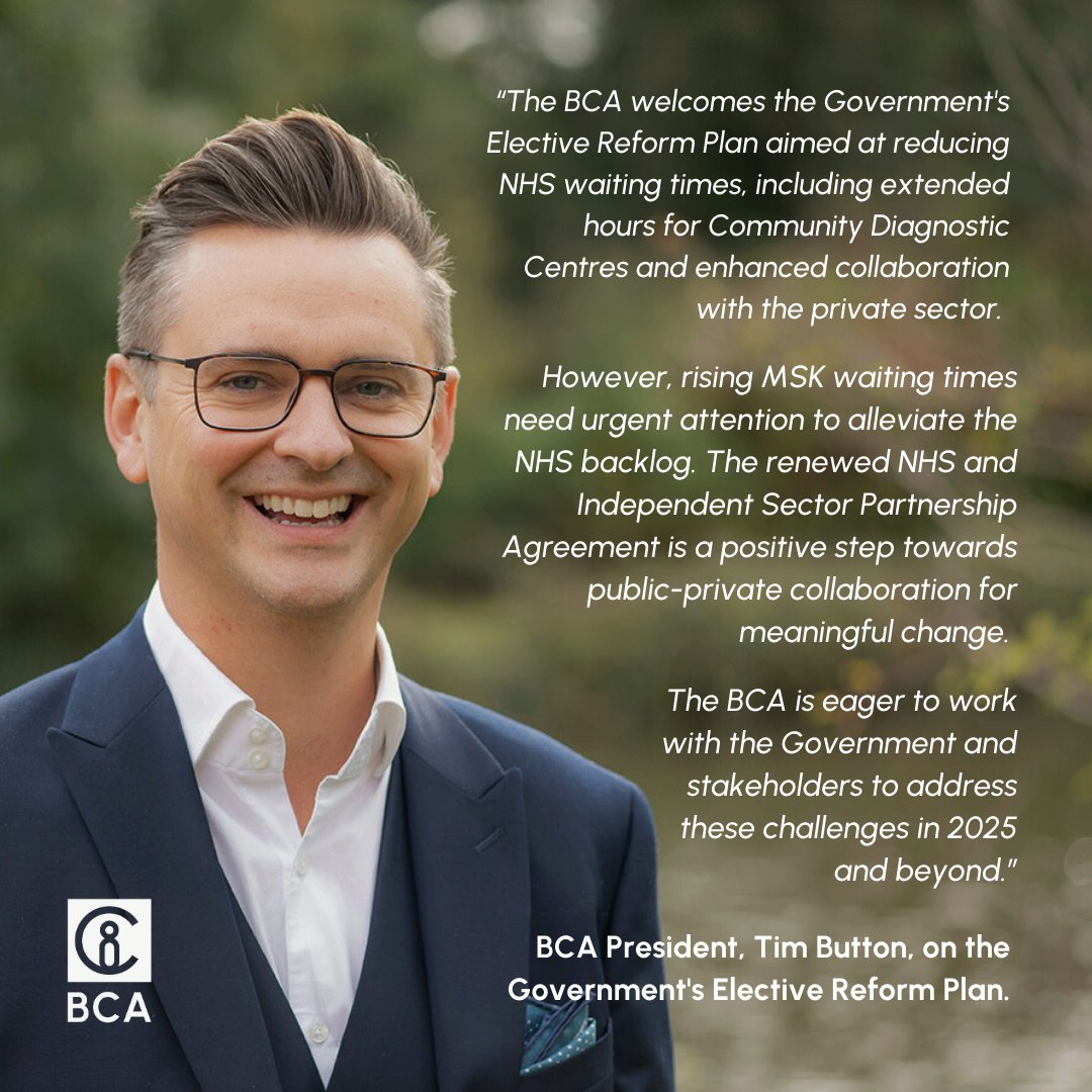 The #BCA welcomes the Government's Elective Reform Plan to cut #NHS waiting times. But with #MSK wait times on the rise, there's still work to be done. President Tim Button highlights the importance of acting quickly to improve access to care for those who need it most.