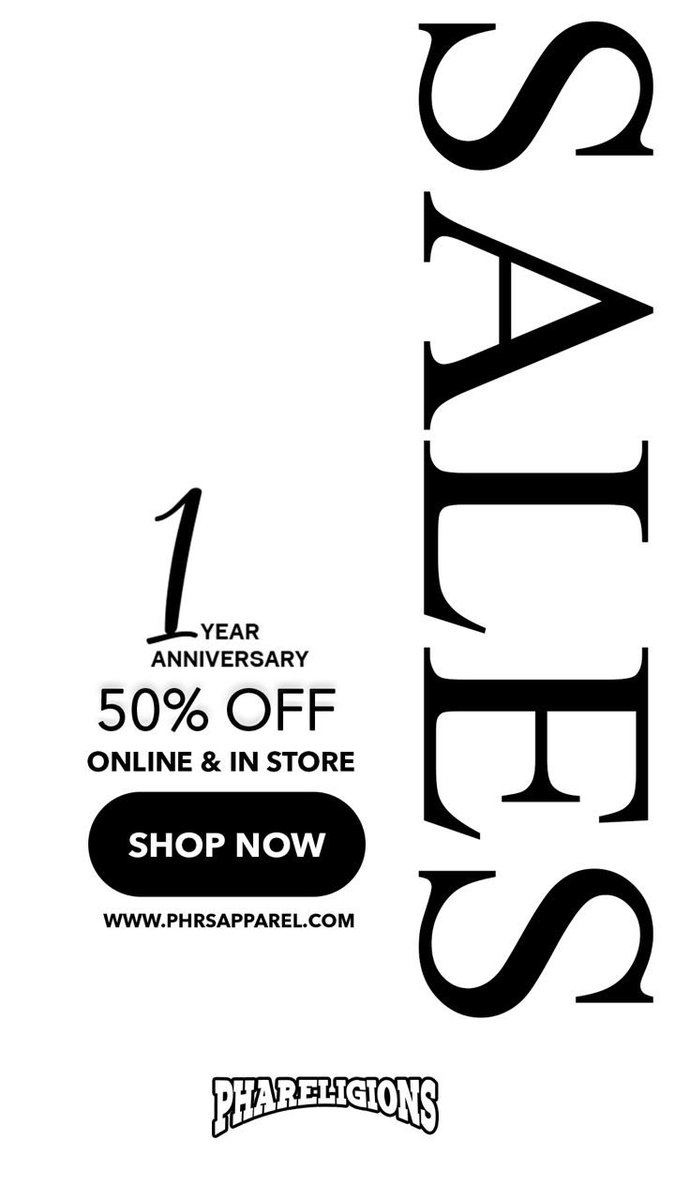 phrs_apparel's tweet photo. OUR BIGGEST SALE YET‼️‼️

Celebrate our 1-year anniversary with 50% OFF ALL ITEMS! Don't miss out!😉🛍️

Click the link in our bio to access exclusive sale offers!

#PhareligionsTurns1 #SaleAlert #500ff" https://t.co/tseYSeAdYJ